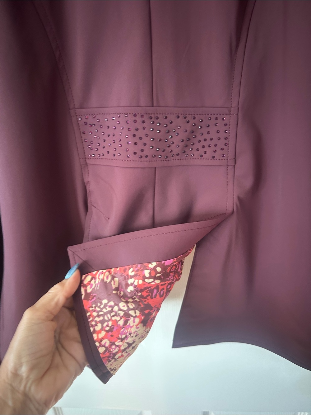 Ovation Deepest Plum Embellished Short Tail Equestrian Show Coat, size 14 - Picture 6 of 9